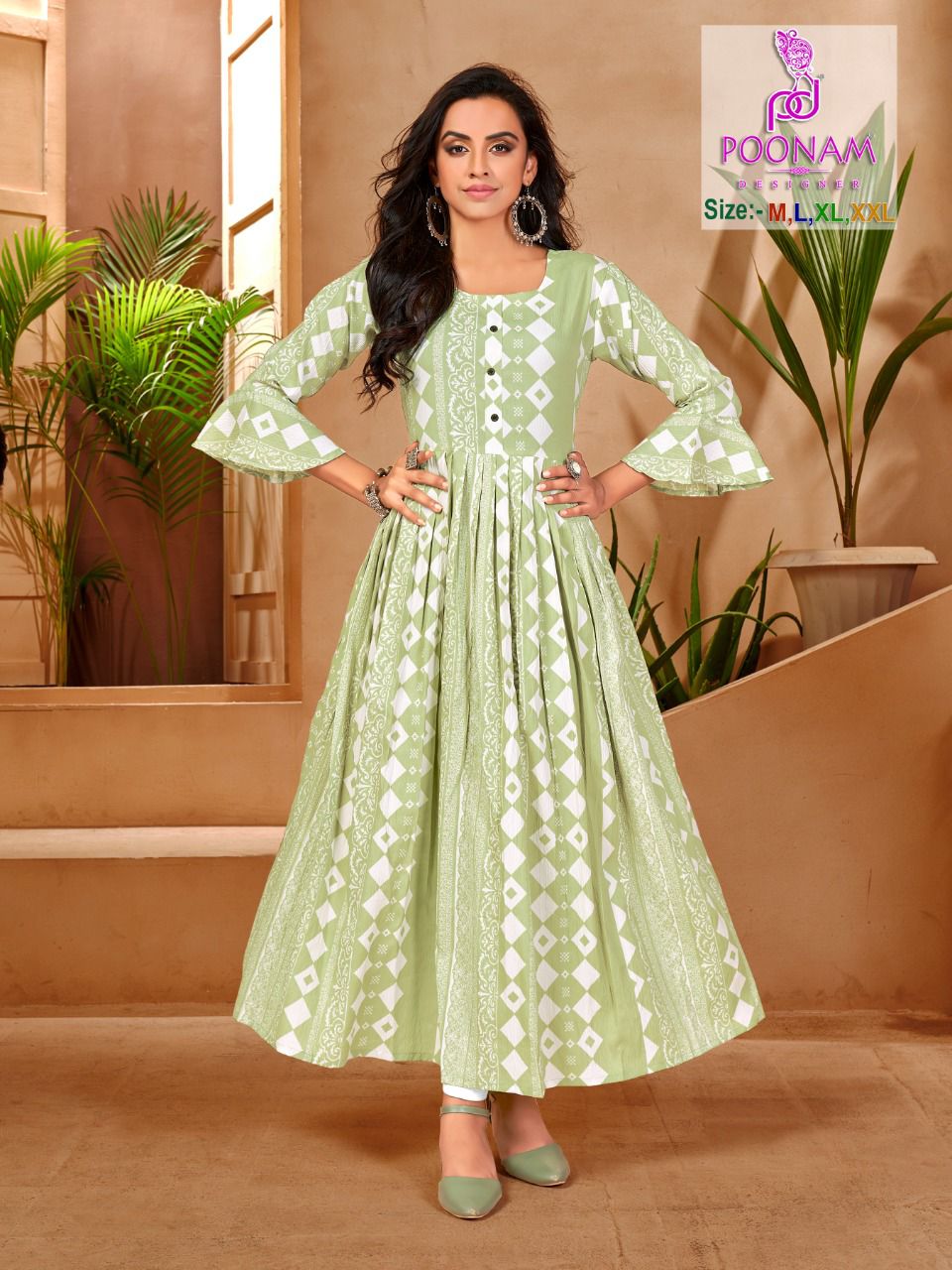 Buy THE PRINTEX INDIA Rayon Anarkali Style Kurti middi Gown Pattern Type  140gram fine Rayon Quality Kurti for All Occasion White Color at Amazon.in