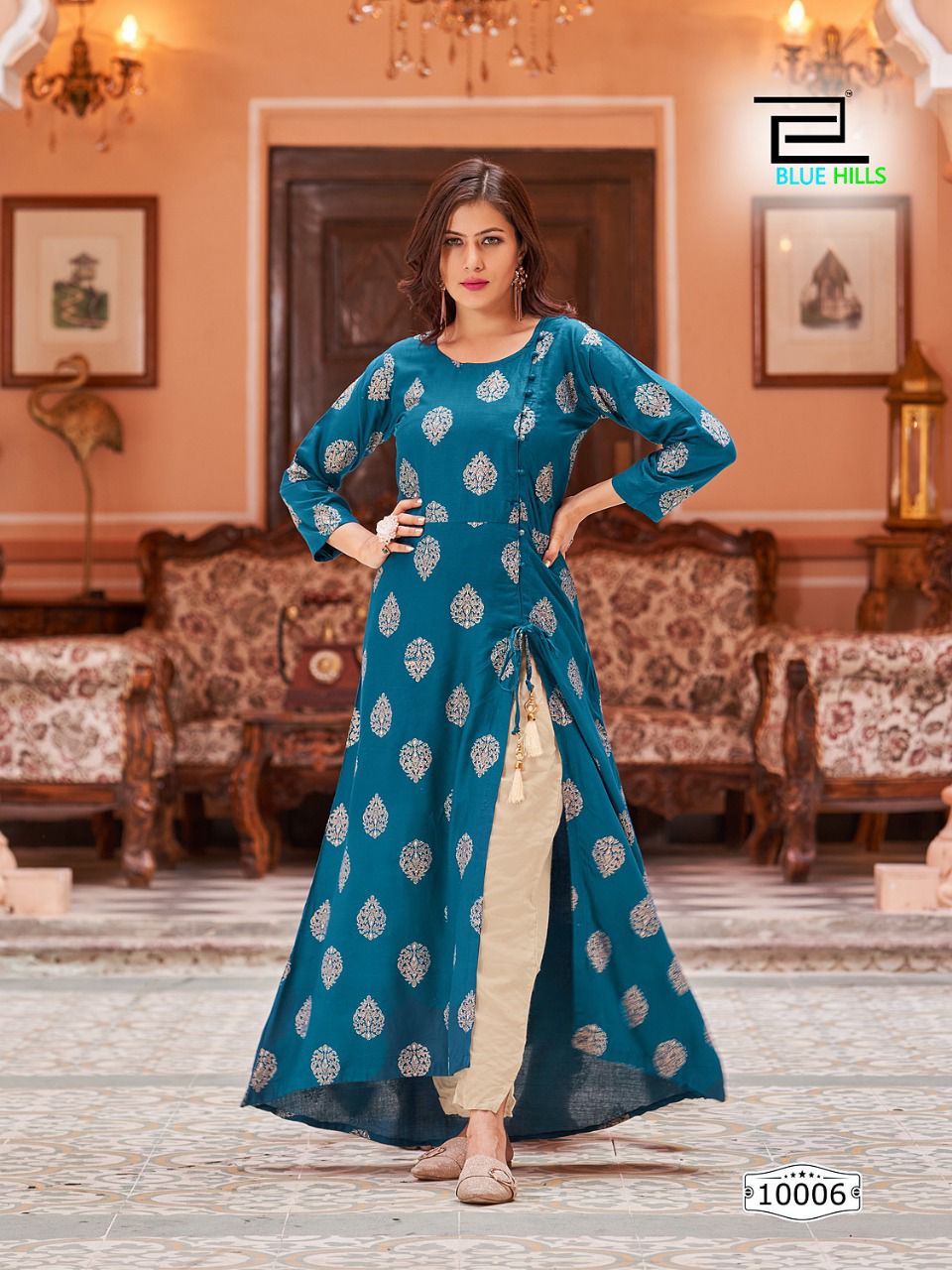 Blue Lehenga With Embroidery Work Up Down Style Kurti