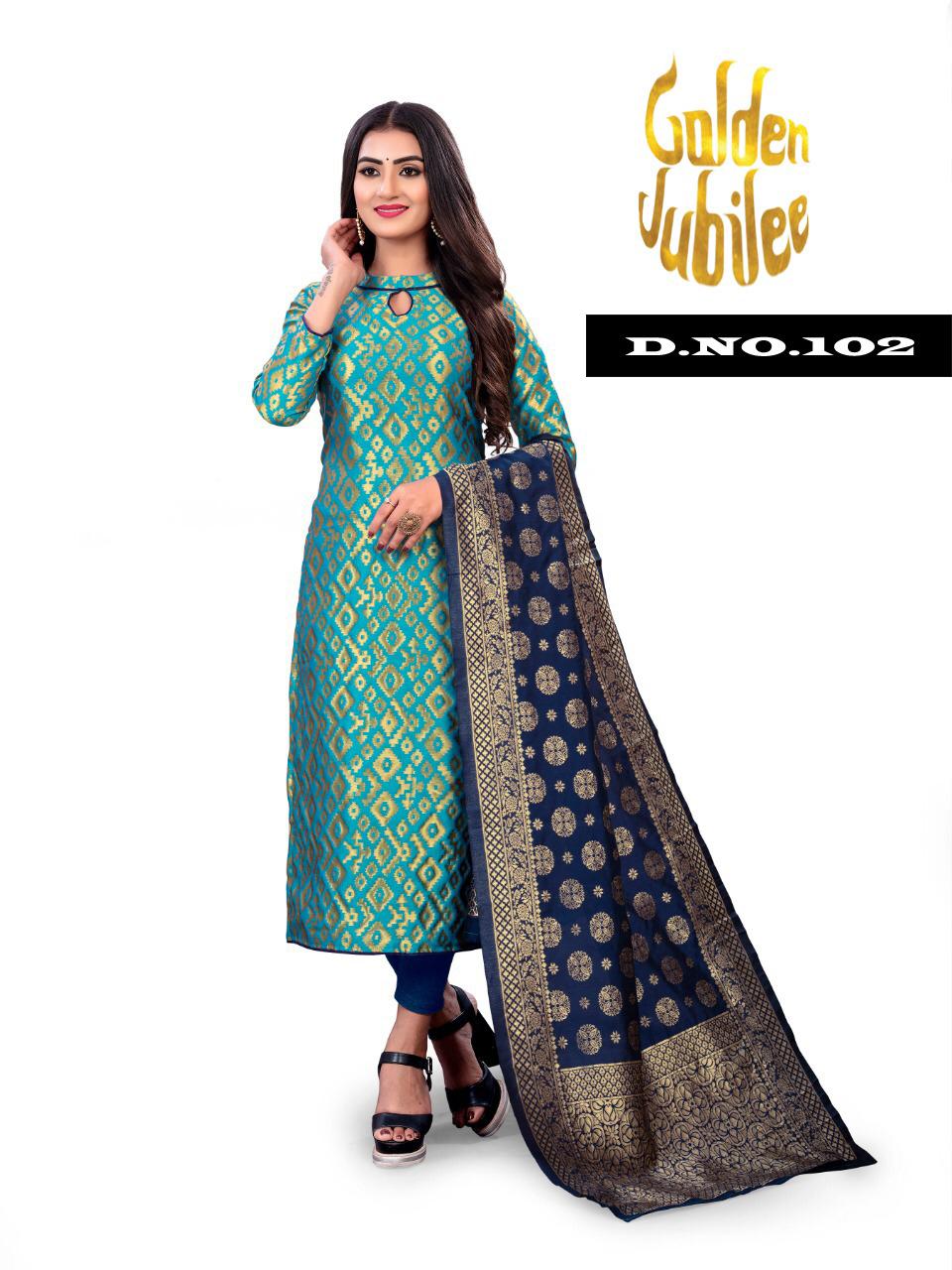 GOLDEN JUBILEE BY HEENA FASHION LAUNCHING EXCLUSIVE JECQUARD SILK SUIT  COLLECTION AT MANUFACTURER RATE BY ASHIRWAD ONLINE AGENCY - Ashirwad Agency