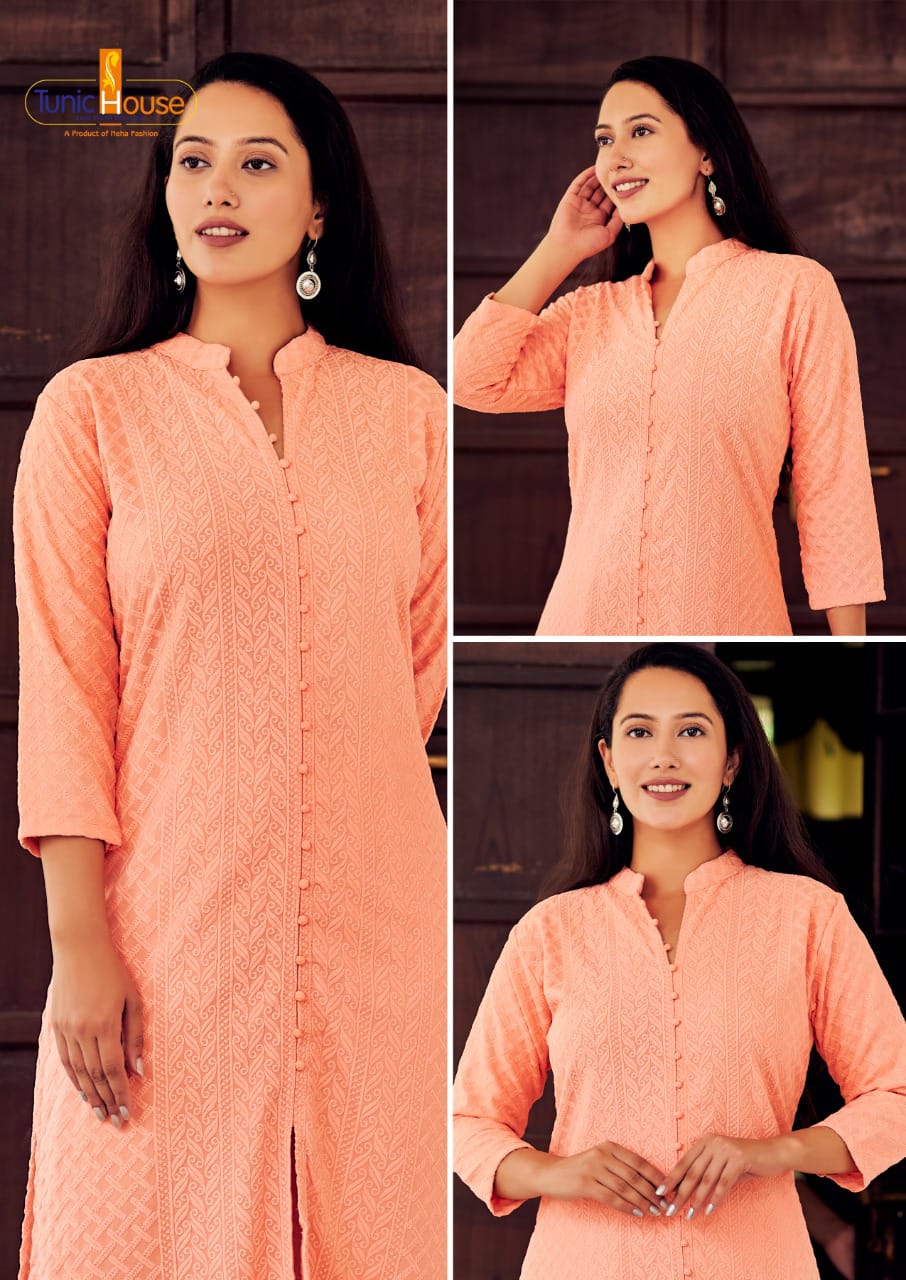 Buy Afia Lucknowi Chikankari Pink Color Georgette Fabric Short Kurti  Handmade, Handcrafted and Hand Embroidered to Be Paired With Jeans Online  in India - Etsy