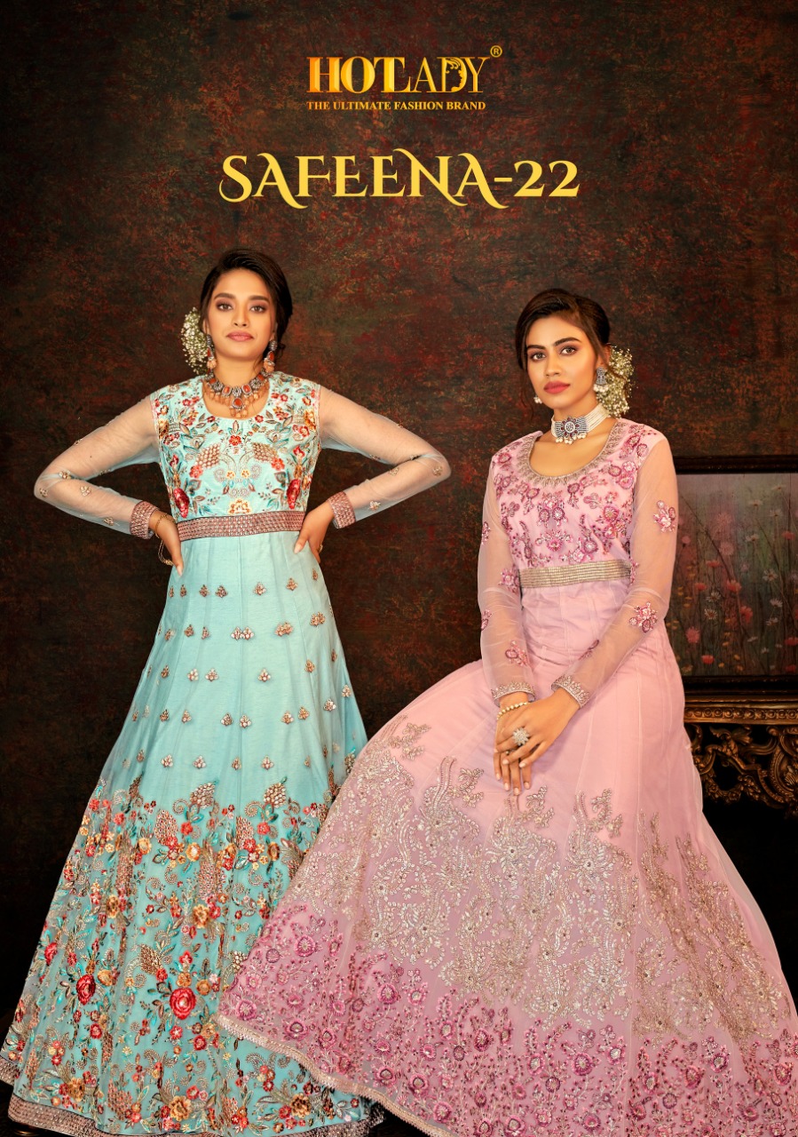 Buy Calmna Lilac Lehriya Slit Anarkali Gown (Set of 2) online